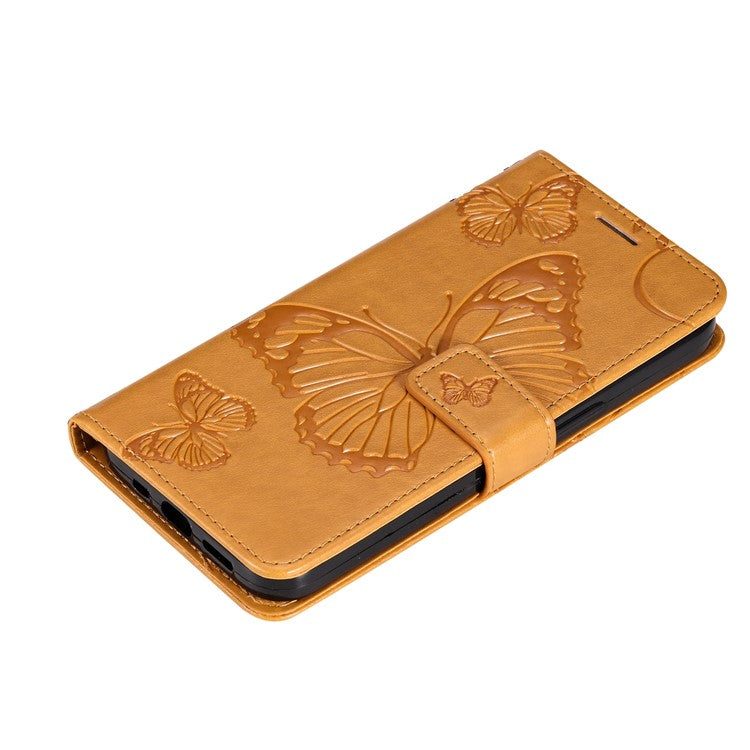 KT Imprinting Series-2 for Honor X40 5G / X9a 5G / Magic5 Lite 5G PU Leather Horizontal Stand Wallet Case Imprinted Butterfly Pattern Magnetic Clasp Protective Cover - Yellow