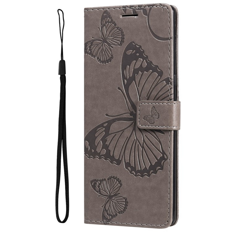 KT Imprinting Series-2 for Honor X40 5G / X9a 5G / Magic5 Lite 5G PU Leather Horizontal Stand Wallet Case Imprinted Butterfly Pattern Magnetic Clasp Protective Cover - Grey