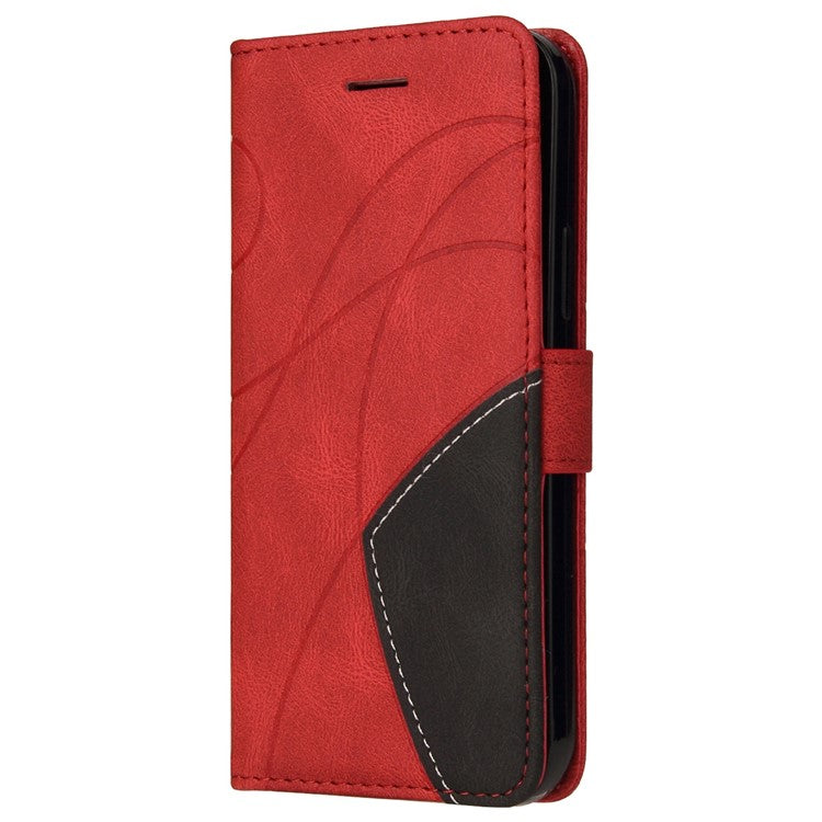 KT Leather Series-1 Anti-scratch Phone Wallet Case For Honor X40 5G / X9a 5G / Magic5 Lite 5G , Dual-color Splicing PU Leather Stand Cell Phone Cover with Strap - Red