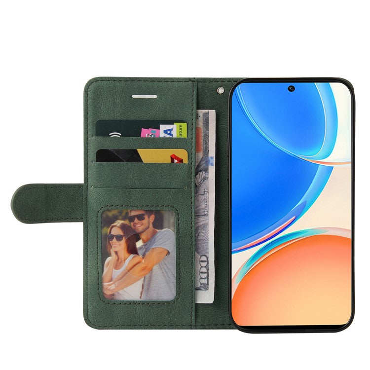 KT Leather Series-1 Phone Wallet Case for Honor X8 4G, Splicing PU Leather Collision Resistant Dual-color Stand Function Phone Cover - Green