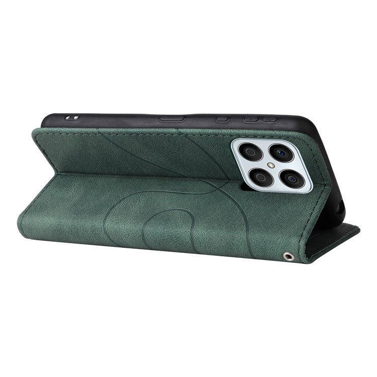 KT Leather Series-1 Phone Wallet Case for Honor X8 4G, Splicing PU Leather Collision Resistant Dual-color Stand Function Phone Cover - Green