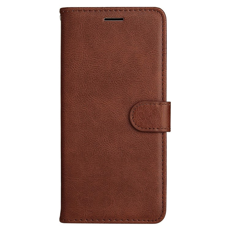 KT Leather Series-2 Phone Case for Honor X8 4G, All-round Shockproof PU Leather Flip Wallet Cover Solid Color Magnetic Closure Stand Phone Shell with Strap - Brown