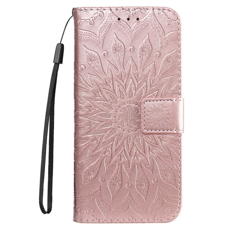 KT Imprinting Flower Series-1 for Honor X8 4G Full Coverage Phone Stand Wallet Cover Sunflower Imprinted PU Leather Phone Case - Rose Gold