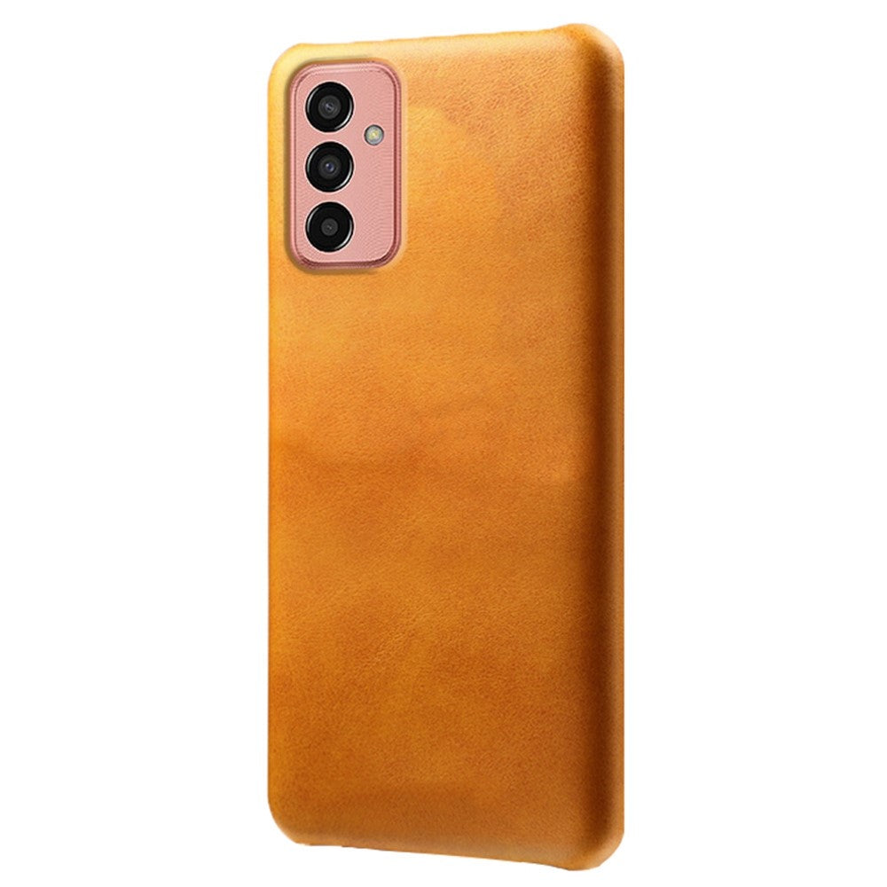 For Samsung Galaxy M13 4G Mobile Phone Cover, Anti-drop Calf Textured PU Leather Coated PC Phone Case - Orange