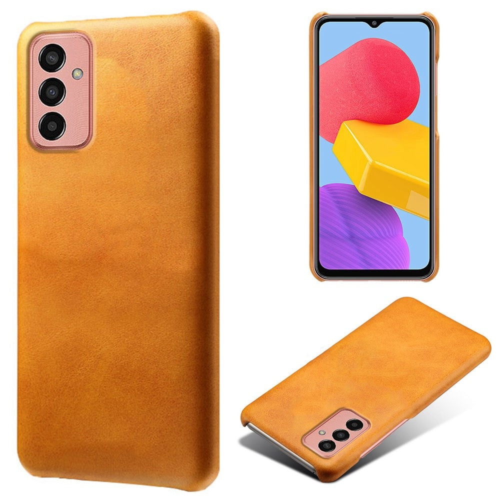 For Samsung Galaxy M13 4G Mobile Phone Cover, Anti-drop Calf Textured PU Leather Coated PC Phone Case - Orange