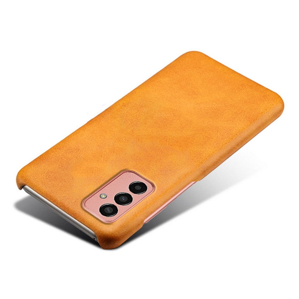 For Samsung Galaxy M13 4G Mobile Phone Cover, Anti-drop Calf Textured PU Leather Coated PC Phone Case - Orange