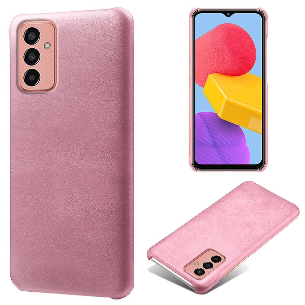 For Samsung Galaxy M13 4G Mobile Phone Cover, Anti-drop Calf Textured PU Leather Coated PC Phone Case - Rose Gold