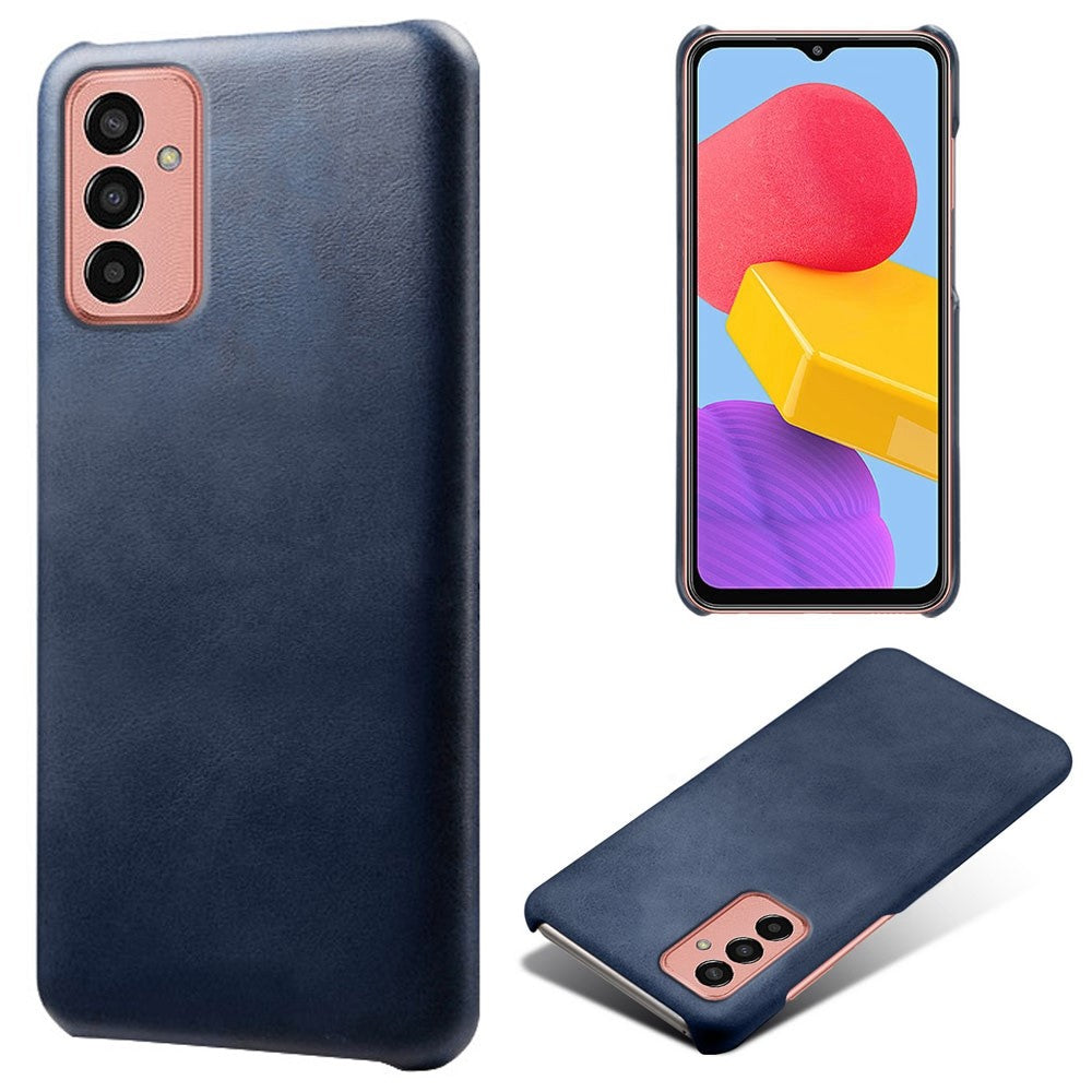 For Samsung Galaxy M13 4G Mobile Phone Cover, Anti-drop Calf Textured PU Leather Coated PC Phone Case - Blue