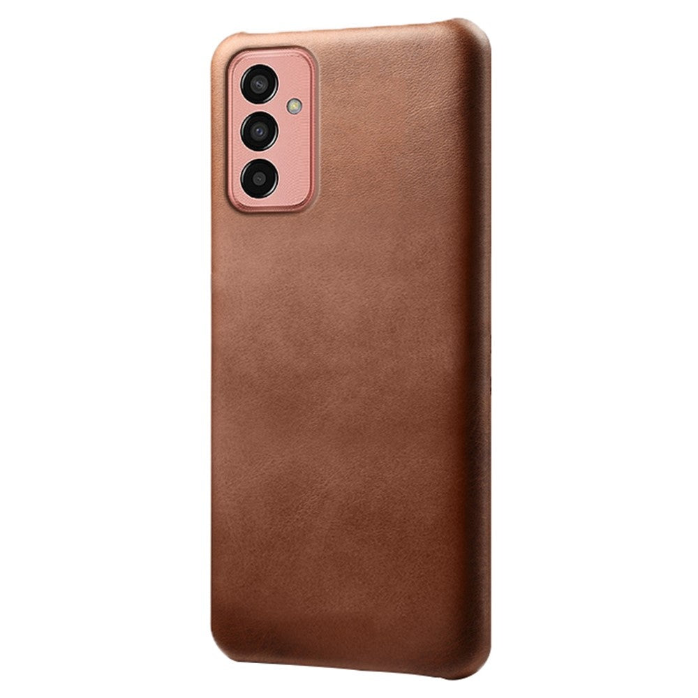 For Samsung Galaxy M13 4G Mobile Phone Cover, Anti-drop Calf Textured PU Leather Coated PC Phone Case - Brown