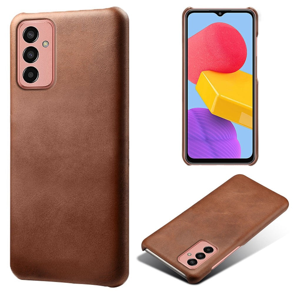 For Samsung Galaxy M13 4G Mobile Phone Cover, Anti-drop Calf Textured PU Leather Coated PC Phone Case - Brown