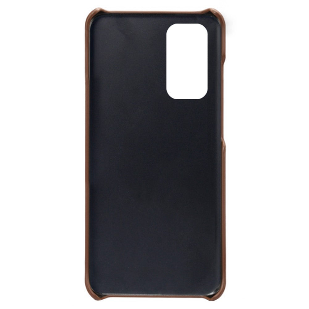 For Samsung Galaxy M13 4G Mobile Phone Cover, Anti-drop Calf Textured PU Leather Coated PC Phone Case - Brown