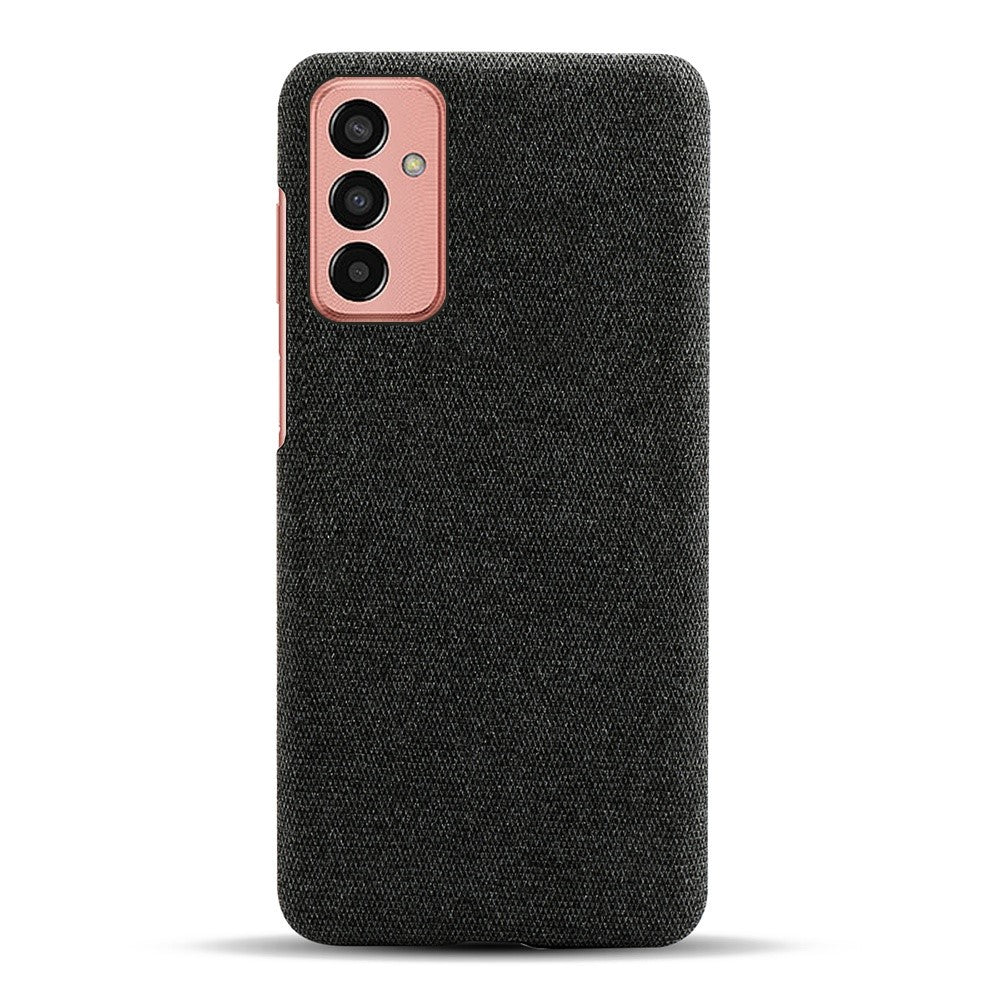 For Samsung Galaxy M13 4G Mobile Phone Case Shell Shock Absorbing Solid Color Hard PC+Cloth Phone Cover - Black