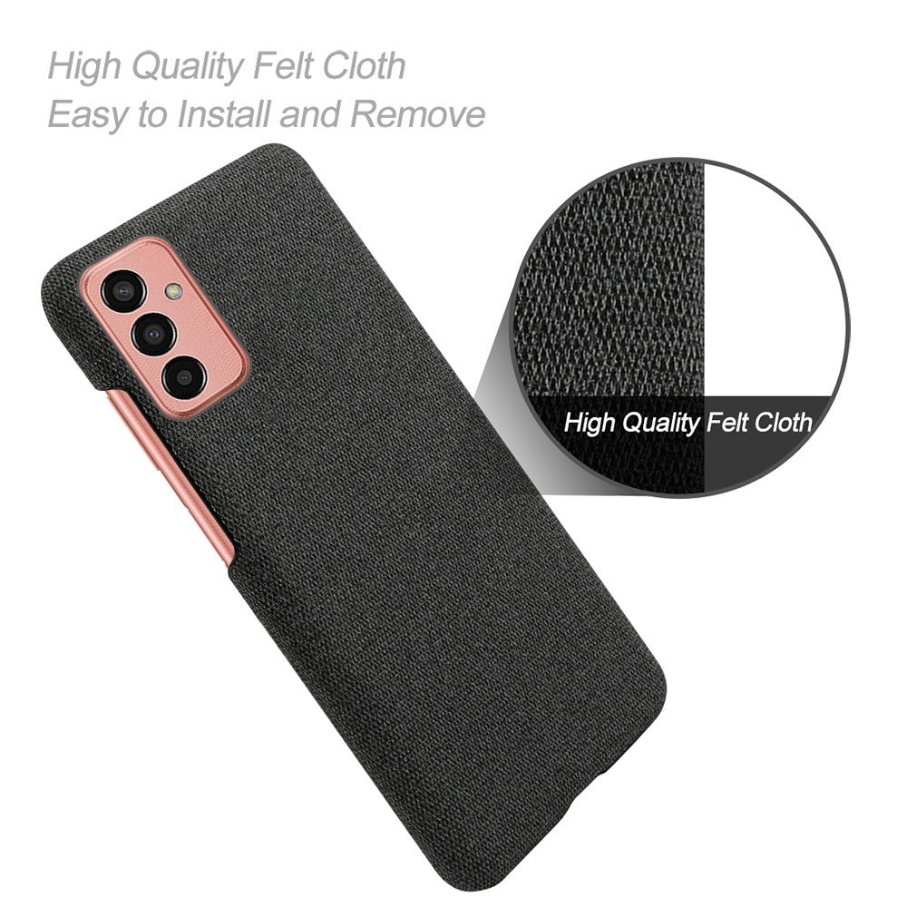 For Samsung Galaxy M13 4G Mobile Phone Case Shell Shock Absorbing Solid Color Hard PC+Cloth Phone Cover - Black