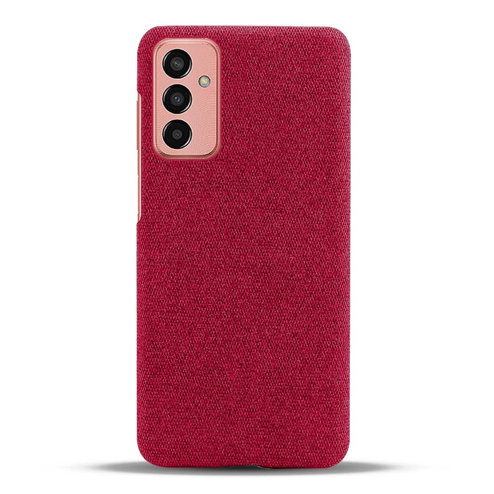 For Samsung Galaxy M13 4G Mobile Phone Case Shell Shock Absorbing Solid Color Hard PC+Cloth Phone Cover - Red