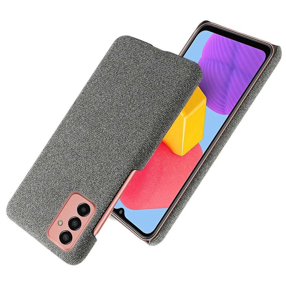 For Samsung Galaxy M13 4G Mobile Phone Case Shell Shock Absorbing Solid Color Hard PC+Cloth Phone Cover - Grey