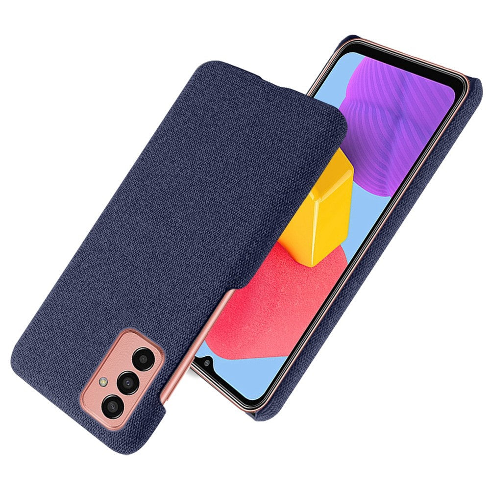 For Samsung Galaxy M13 4G Mobile Phone Case Shell Shock Absorbing Solid Color Hard PC+Cloth Phone Cover - Blue