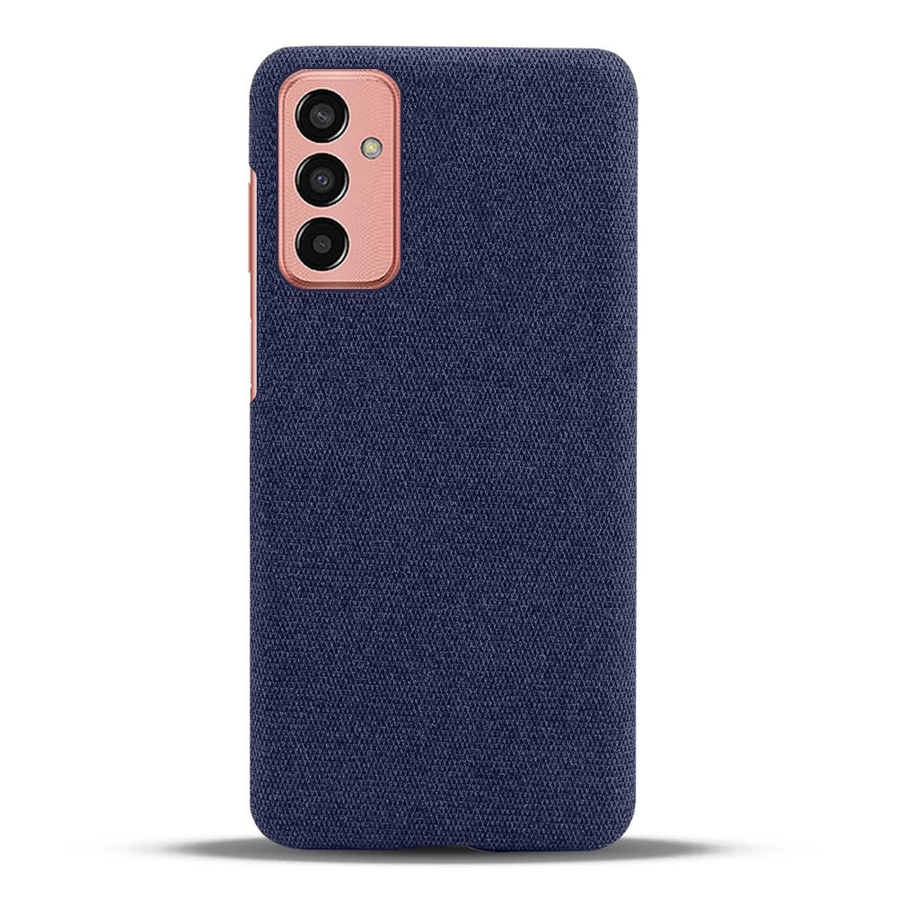 For Samsung Galaxy M13 4G Mobile Phone Case Shell Shock Absorbing Solid Color Hard PC+Cloth Phone Cover - Blue