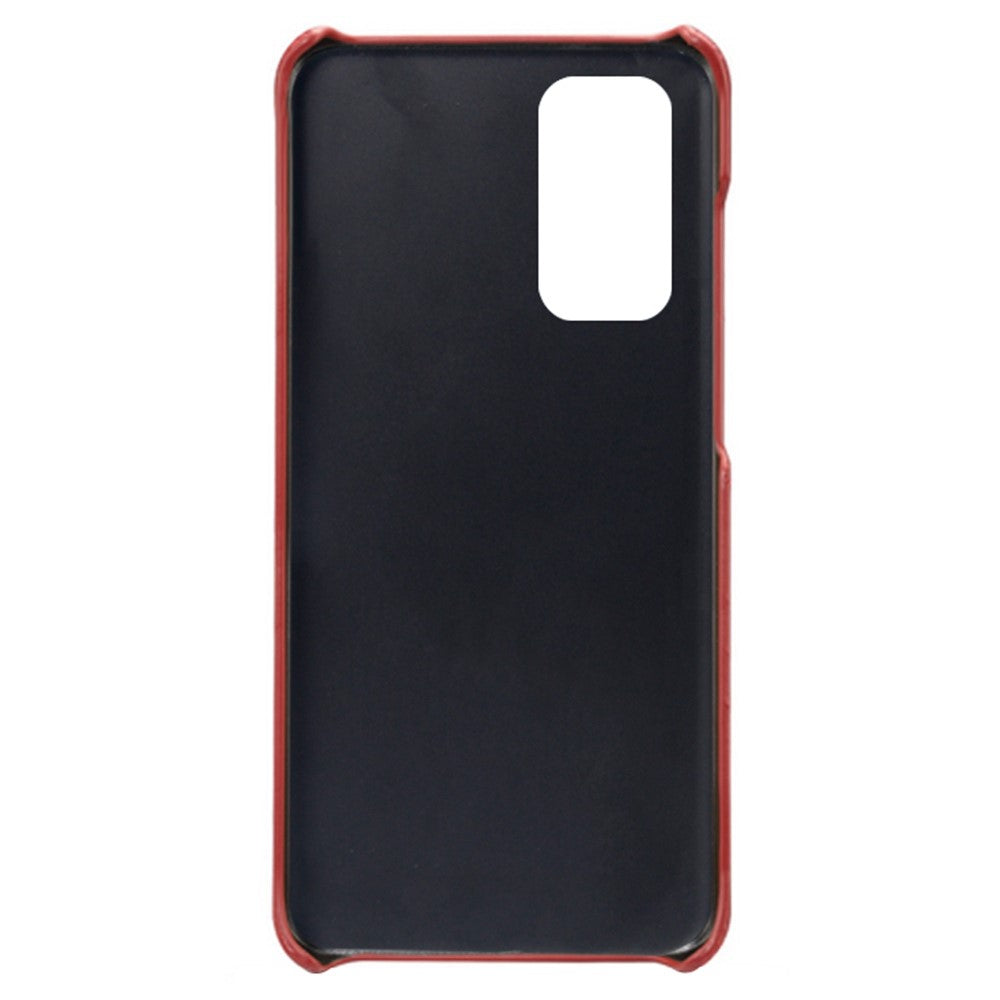 For Samsung Galaxy M13 4G Phone Case with Dual Card Slots, Drop Resistant PU Leather Coated Hard PC Cover - Red