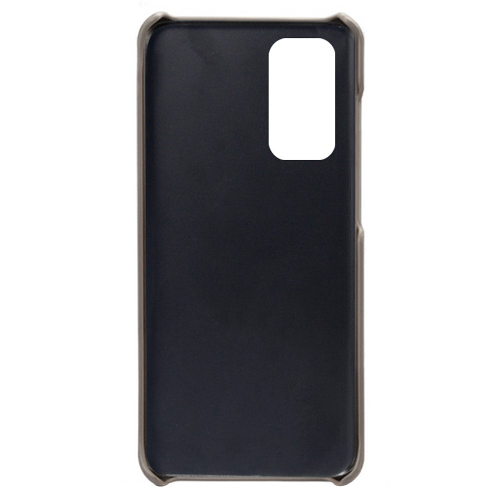 For Samsung Galaxy M13 4G Phone Case with Dual Card Slots, Drop Resistant PU Leather Coated Hard PC Cover - Grey