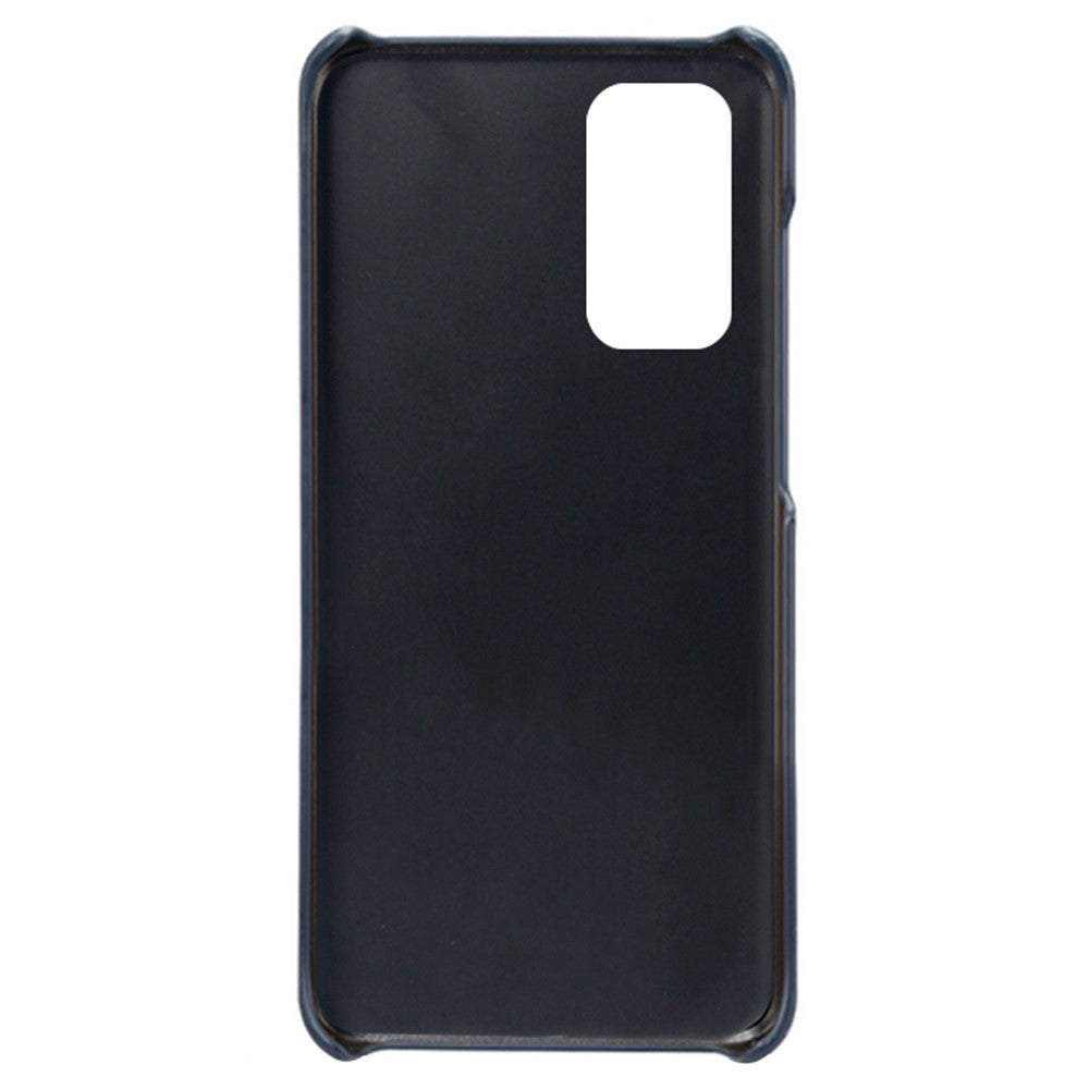 For Samsung Galaxy M13 4G Phone Case with Dual Card Slots, Drop Resistant PU Leather Coated Hard PC Cover - Blue