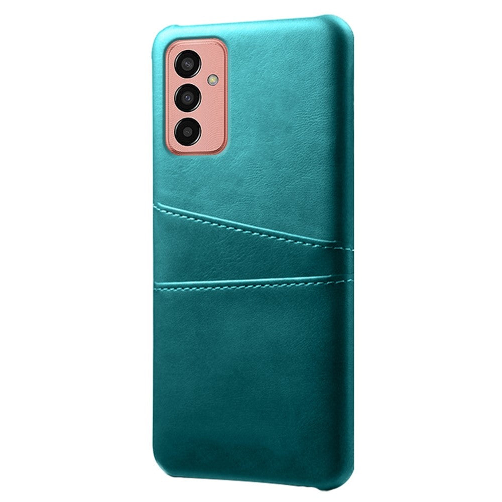 For Samsung Galaxy M13 4G Phone Case with Dual Card Slots, Drop Resistant PU Leather Coated Hard PC Cover - Green