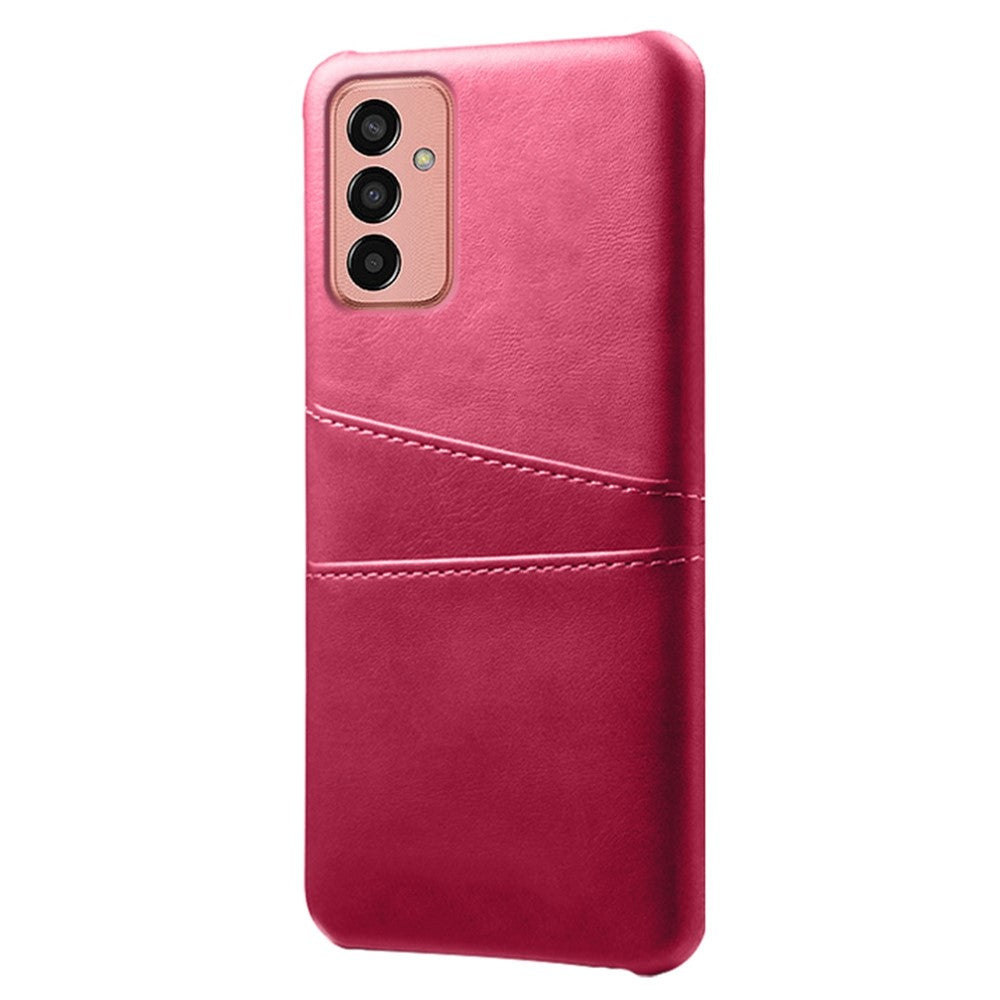 For Samsung Galaxy M13 4G Phone Case with Dual Card Slots, Drop Resistant PU Leather Coated Hard PC Cover - Rose