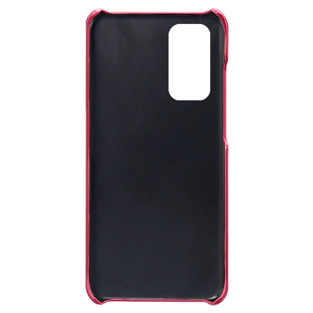 For Samsung Galaxy M13 4G Phone Case with Dual Card Slots, Drop Resistant PU Leather Coated Hard PC Cover - Rose