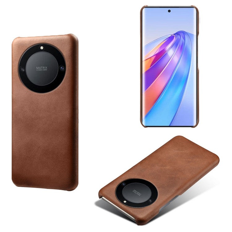For Honor X40 5G / X9a 5G / Magic5 Lite 5G PU Leather + Hard PC Protective Shell Calf Texture Ultra-Thin Fingerprint-Proof Phone Case - Brown