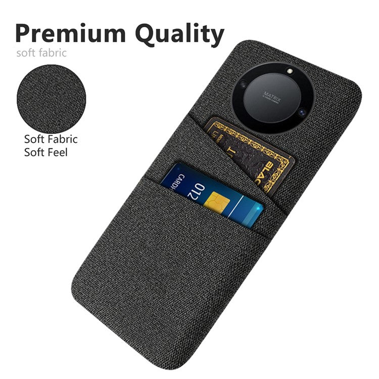 For Honor X40 5G / X9a 5G / Magic5 Lite 5G Cloth Texture Anti-Slip Shockproof Case Dual Card Slots Design Hard PC Protective Shell Phone Cover - Black