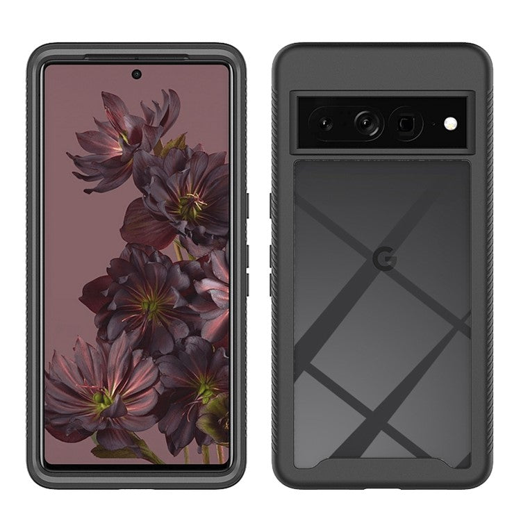 For Google Pixel 7 Pro 5G PET Screen Protector Phone Case Hard PC + Soft TPU Shockproof Cover - Purple