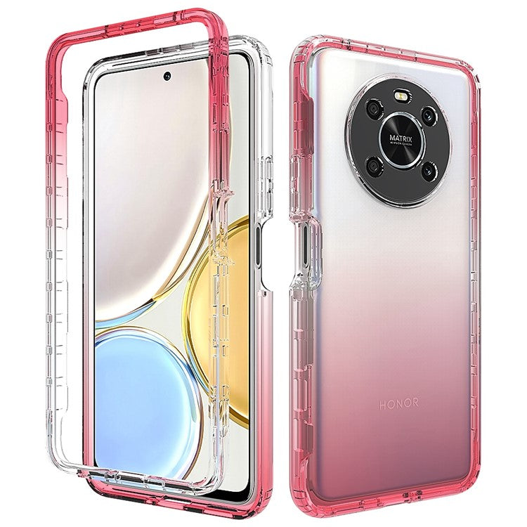For Honor Magic 4 Lite 5G / X9 5G / X9 4G Transparent TPU + PC Phone Protective Case Stylish Gradient Anti-scratch Cover - Gradient Red