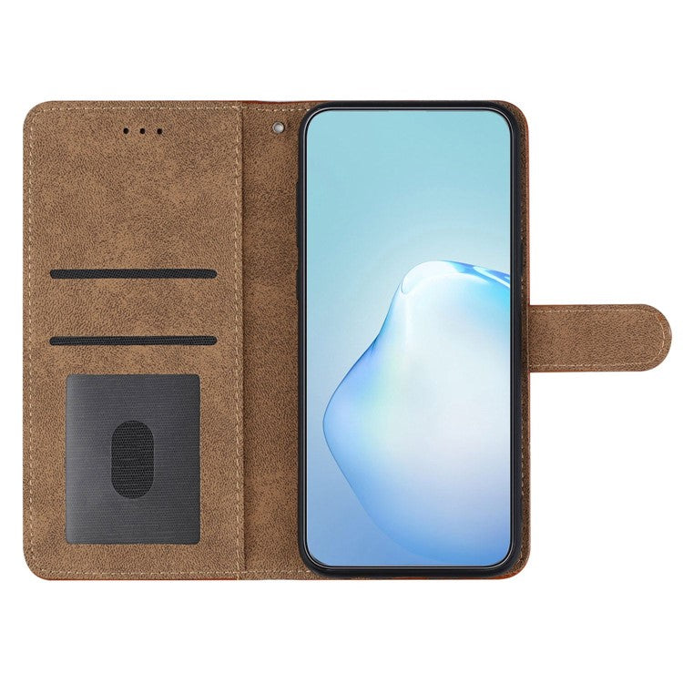 Cell Phone Case Wallet for Samsung Galaxy S23+, Skin-touch Feeling Retro PU Leather Sewing Line Decor Phone Cover - Black