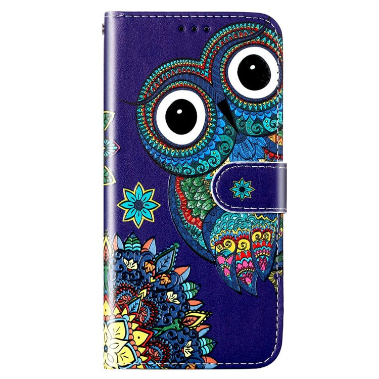For Samsung Galaxy A04s 4G (164.7 x 76.7 x 9.1 mm) Pattern Embossed Phone Case PU Leather TPU Wallet Case with Stand / Hand Strap - Owl
