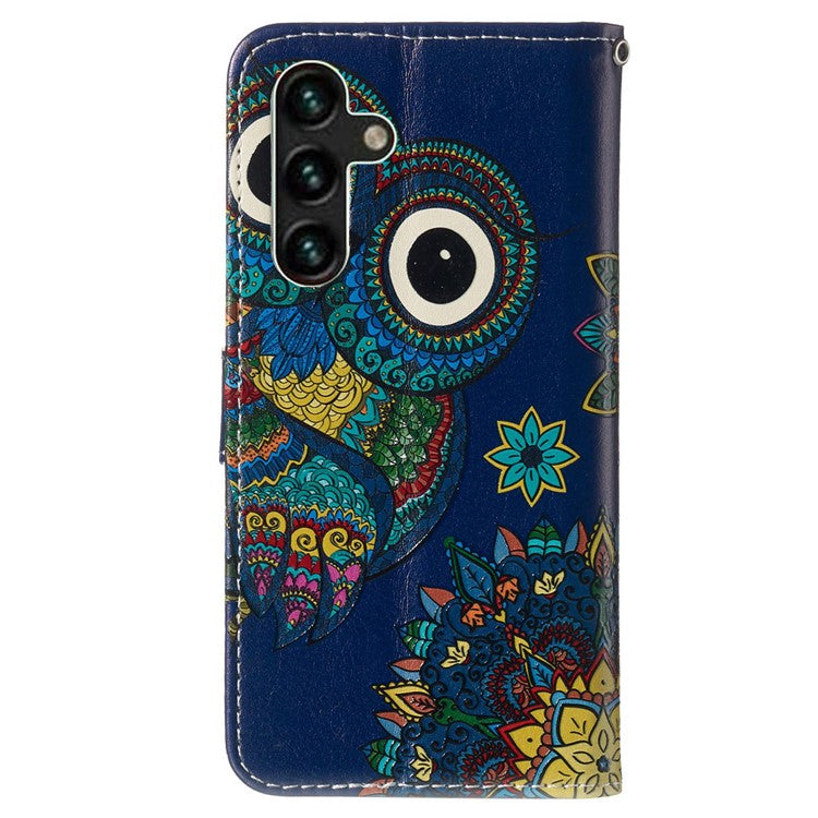 For Samsung Galaxy A04s 4G (164.7 x 76.7 x 9.1 mm) Pattern Embossed Phone Case PU Leather TPU Wallet Case with Stand / Hand Strap - Owl
