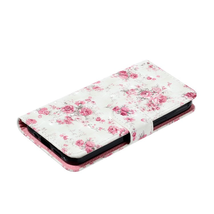 For Samsung Galaxy S23 Ultra 3D Pattern Printing PU Leather Flip Wallet Case Stand Magnetic Shockproof Protective Phone Cover with Strap - Roses