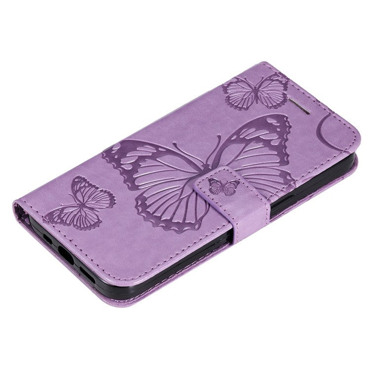 KT Imprinting Series-2 for Honor X8 4G Phone Case Imprinted Butterfly Pattern Protective Wallet PU Leather Stand Cover with Strap - Purple