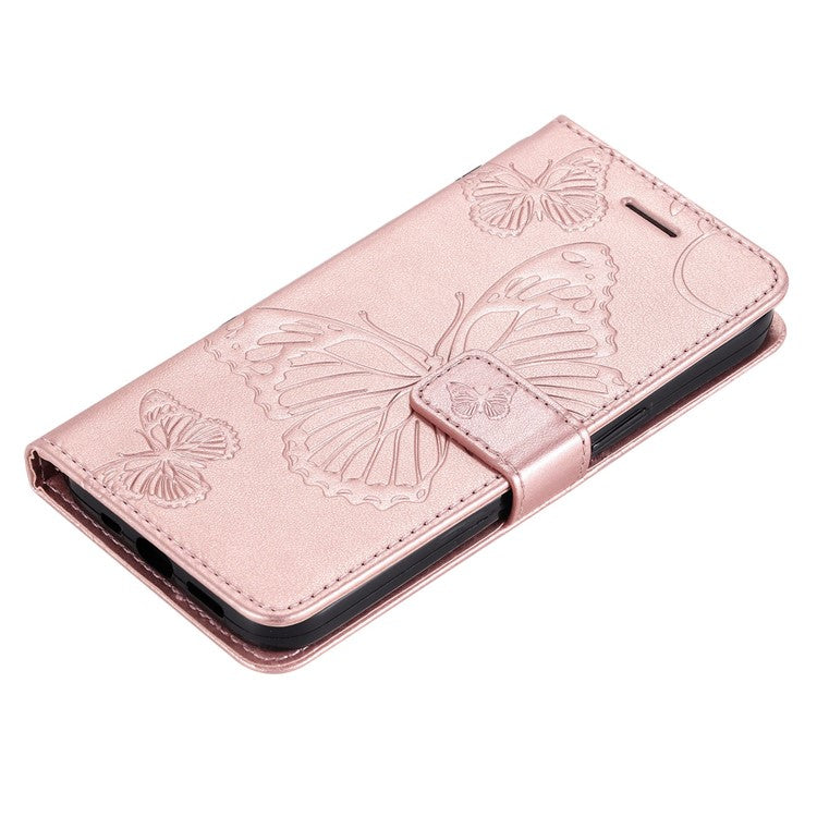 KT Imprinting Series-2 for Honor X8 4G Phone Case Imprinted Butterfly Pattern Protective Wallet PU Leather Stand Cover with Strap - Rose Gold