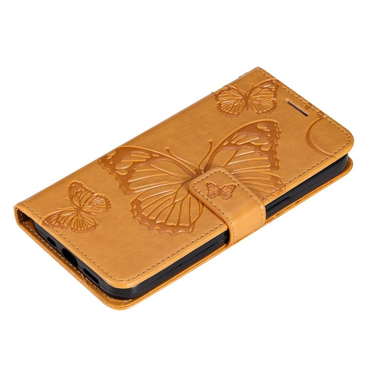 KT Imprinting Series-2 for Honor X8 4G Phone Case Imprinted Butterfly Pattern Protective Wallet PU Leather Stand Cover with Strap - Yellow