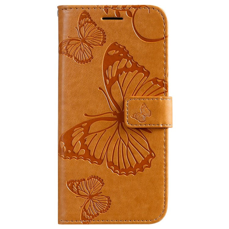 KT Imprinting Series-2 for Honor X8 4G Phone Case Imprinted Butterfly Pattern Protective Wallet PU Leather Stand Cover with Strap - Yellow