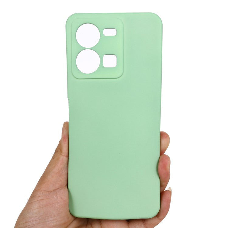 For vivo Y35 4G (2022) Liquid Silicone Cell Phone Case Anti-scratch Soft Lining Protective Cover with Strap - Green