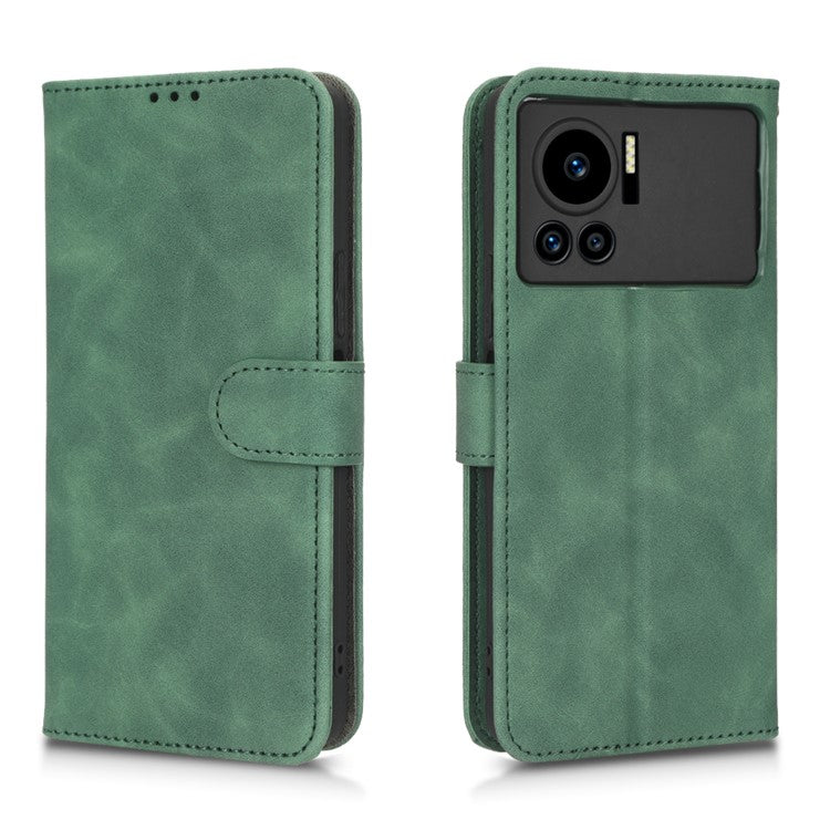 For Infinix Note 12 VIP 4G Anti-scratch PU Leather Phone Case Skin-touch Feeling Wallet Stand Magnetic Clasp Cover - Green