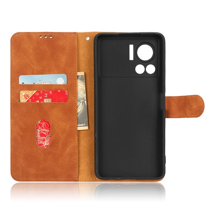 For Infinix Note 12 VIP 4G Anti-scratch PU Leather Phone Case Skin-touch Feeling Wallet Stand Magnetic Clasp Cover - Brown