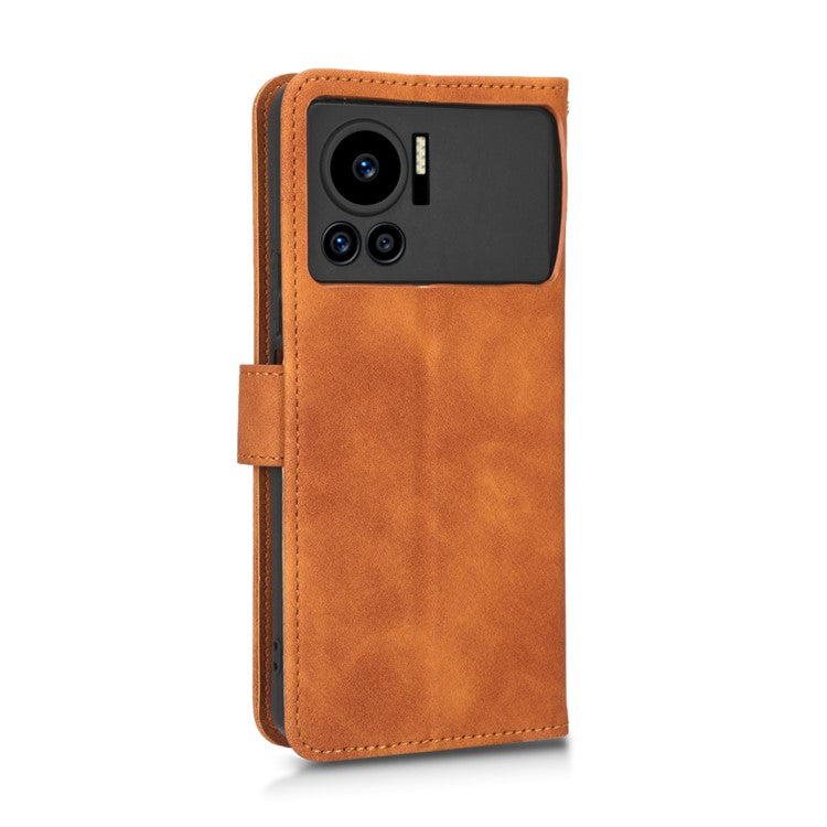 For Infinix Note 12 VIP 4G Anti-scratch PU Leather Phone Case Skin-touch Feeling Wallet Stand Magnetic Clasp Cover - Brown