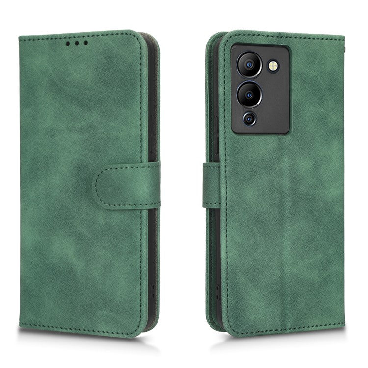For Infinix Note 12 G96 4G Skin-Touch Feeling Stand Phone Case PU Leather Full Protection Wallet Cover - Green