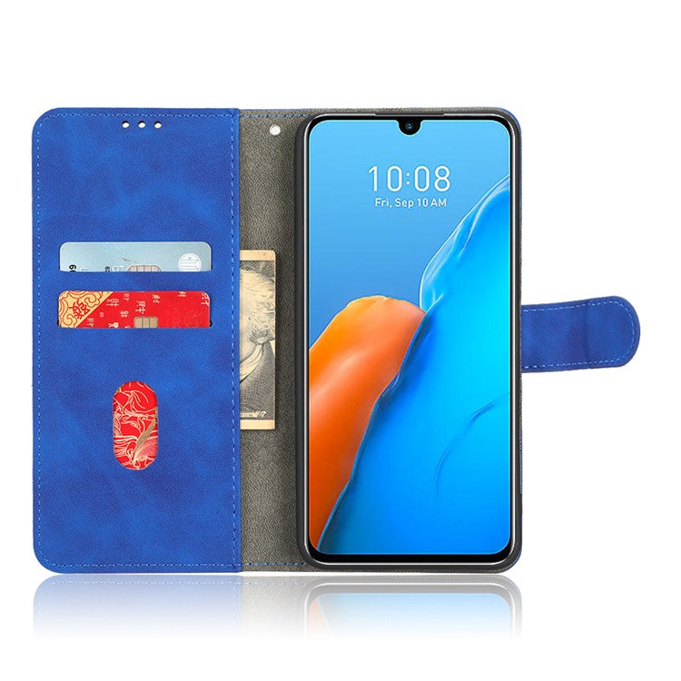 For Infinix Note 12 Pro 4G Stand Wallet Folio Flip Phone Case Skin-touch Feeling PU Leather Shockproof Cover - Blue