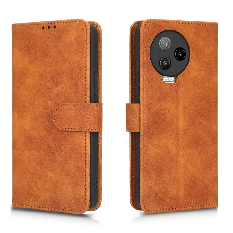 For Infinix Note 12 Pro 4G Stand Wallet Folio Flip Phone Case Skin-touch Feeling PU Leather Shockproof Cover - Brown