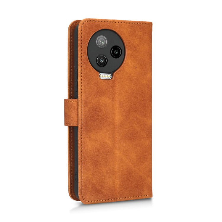 For Infinix Note 12 Pro 4G Stand Wallet Folio Flip Phone Case Skin-touch Feeling PU Leather Shockproof Cover - Brown