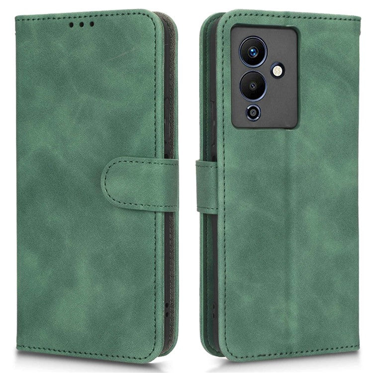 For Infinix Note 12 5G Skin-Touch Feeling Wallet Stand Phone Case PU Leather Full Protection Magnetic Clasp Cover - Green