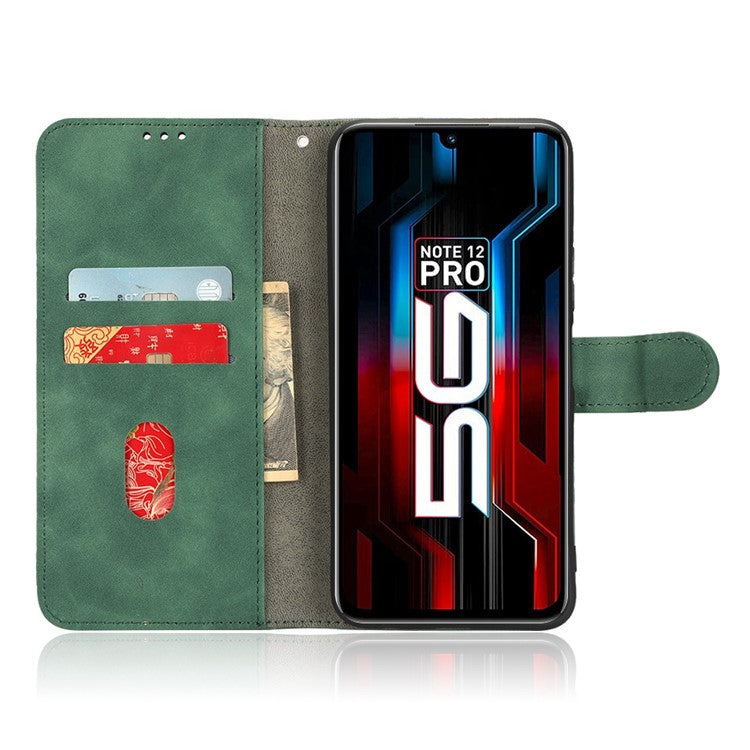 For Infinix Note 12 5G Skin-Touch Feeling Wallet Stand Phone Case PU Leather Full Protection Magnetic Clasp Cover - Green