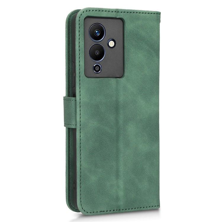 For Infinix Note 12 5G Skin-Touch Feeling Wallet Stand Phone Case PU Leather Full Protection Magnetic Clasp Cover - Green
